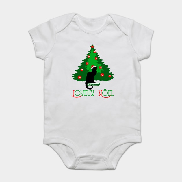 Chat Noir Joyeux Noel Baby Bodysuit by HolidayBug